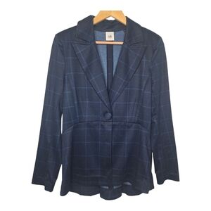 Cabi Womens Sunset Kiss Blue Windowpane Plaid Check Blazer Size 6 #5475